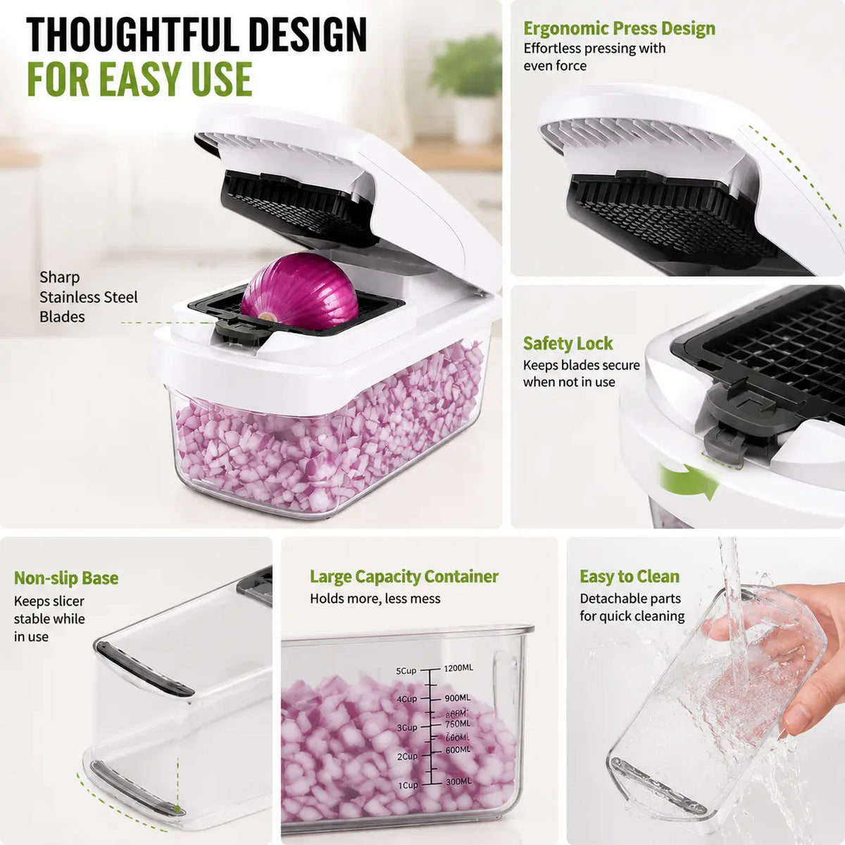 16 in 1 Vegetable Chopper & Spiralizer with 8 Interchangeable Blades