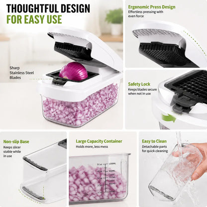 16 in 1 Vegetable Chopper & Spiralizer with 8 Interchangeable Blades