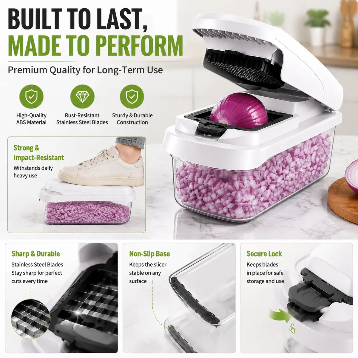 16 in 1 Vegetable Chopper & Spiralizer with 8 Interchangeable Blades