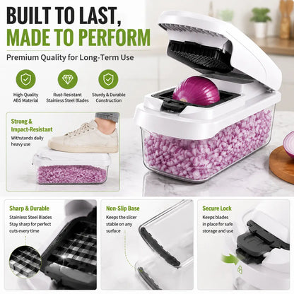 16 in 1 Vegetable Chopper & Spiralizer with 8 Interchangeable Blades