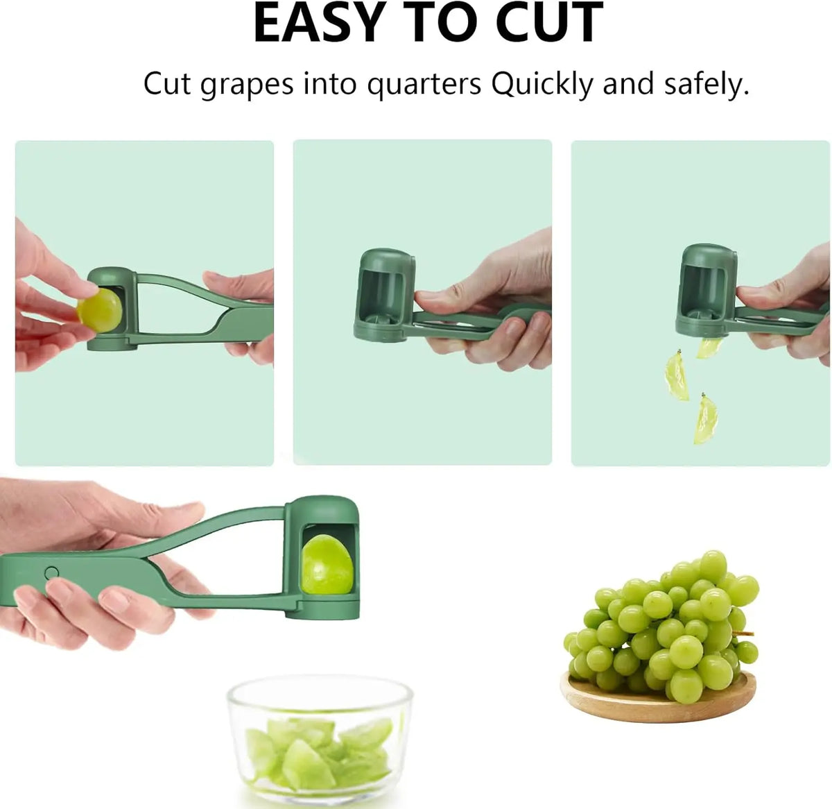 Stainless Steel Grape Cutter for Kids, 1 Press Quarter Slicer for Grapes & Cherry Tomatoes