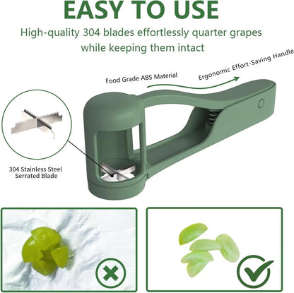 Stainless Steel Grape Cutter for Kids, 1 Press Quarter Slicer for Grapes & Cherry Tomatoes