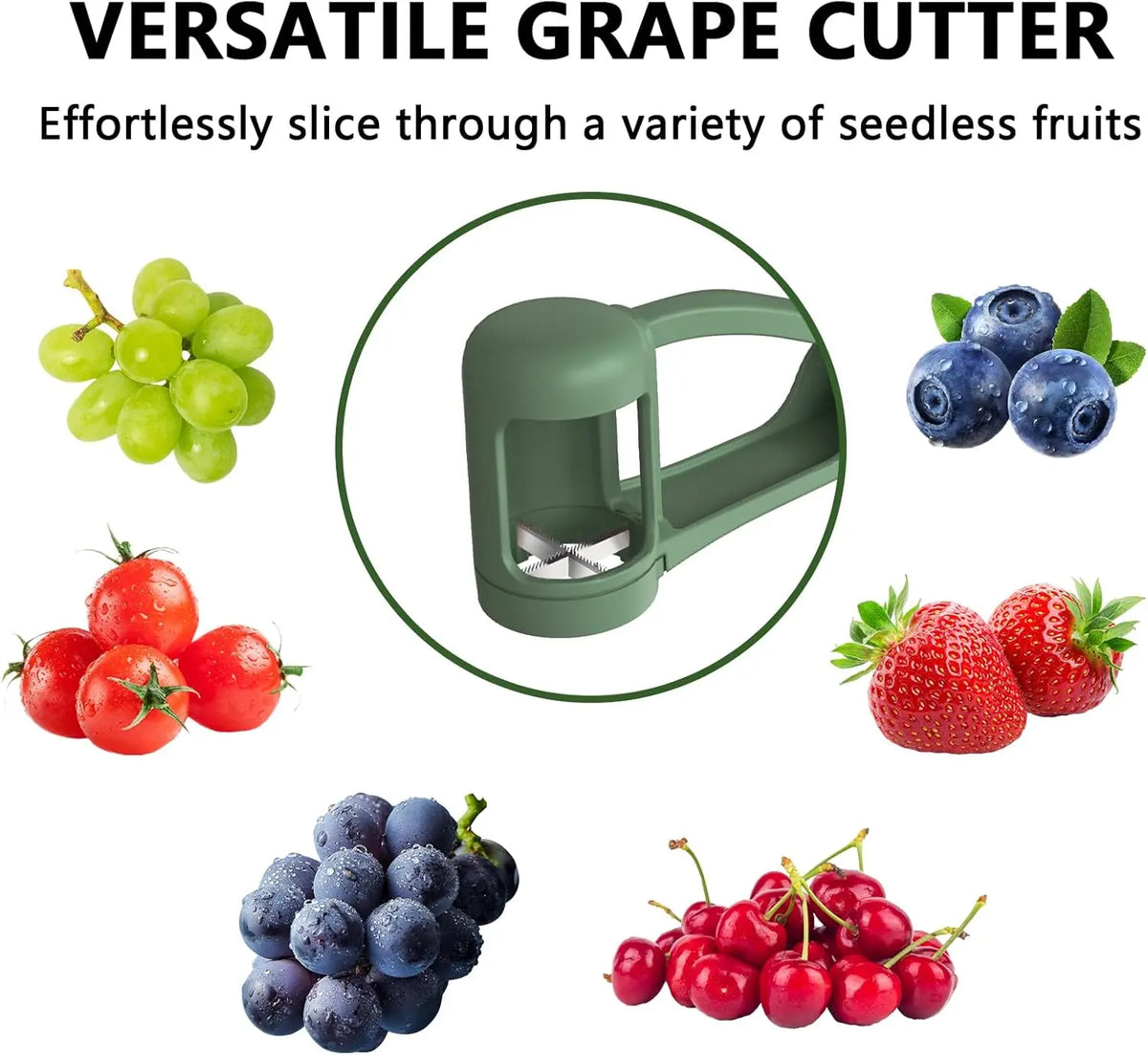 Stainless Steel Grape Cutter for Kids, 1 Press Quarter Slicer for Grapes & Cherry Tomatoes