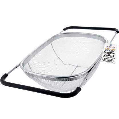 6 Quart Collapsible Stainless Steel Colander with Expandable Handles