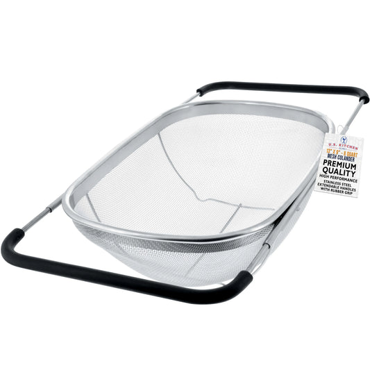 6 Quart Collapsible Stainless Steel Colander with Expandable Handles