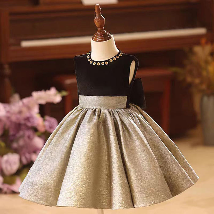 A-Line Flower Girl Dresses With Bow Sleeveless Gold J858