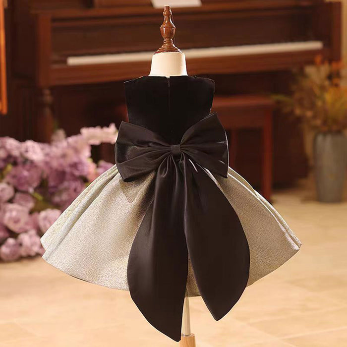 A-Line Flower Girl Dresses With Bow Sleeveless Gold J858