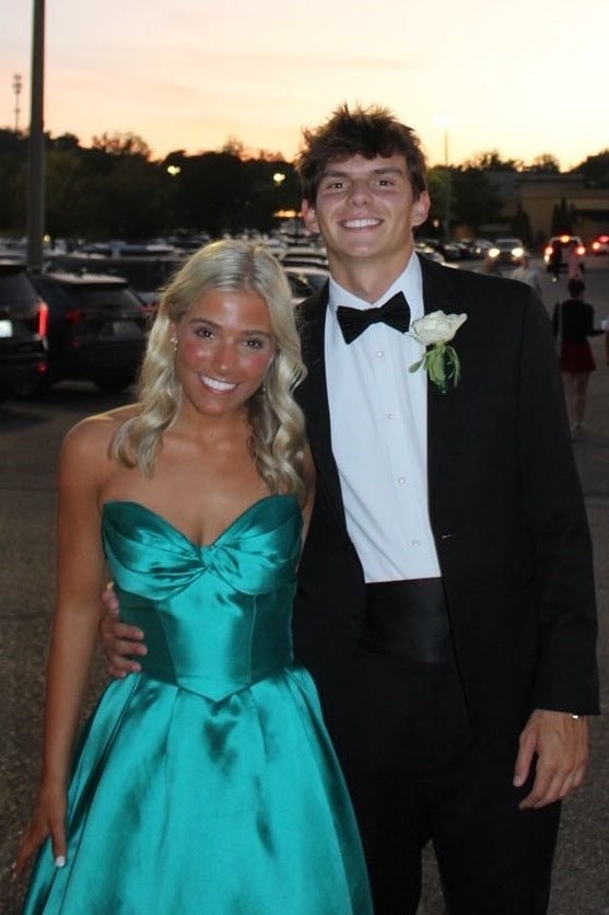 A-Line Strapless Empire-Waist Sleeveless Satin Long Prom Dress