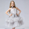 A-Line Strapless Lace Tulle Gray Flower Girl Dress J867