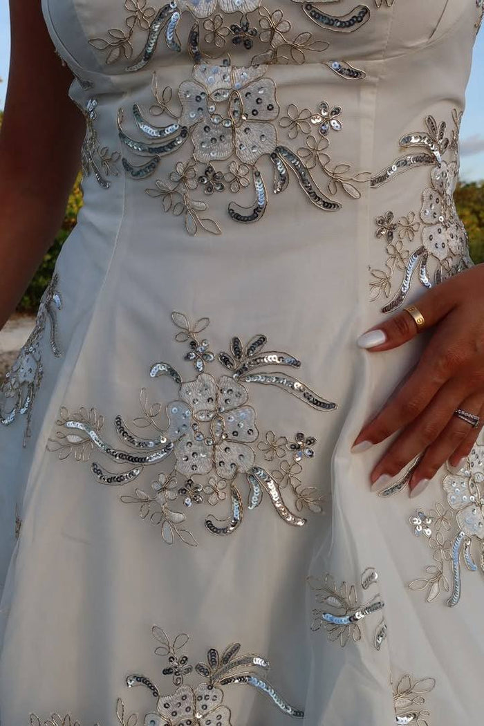 A-Line Straps Square Neck Empire-Waist Appliques Short Homecoming Dress