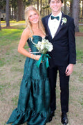 A-Line Straps with Beads Empire-Waist Print Sleeveless Prom Dress