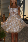 A-Line Sweetheart Lace Appliques Empire-Waist Sleeveless Homecoming Dress