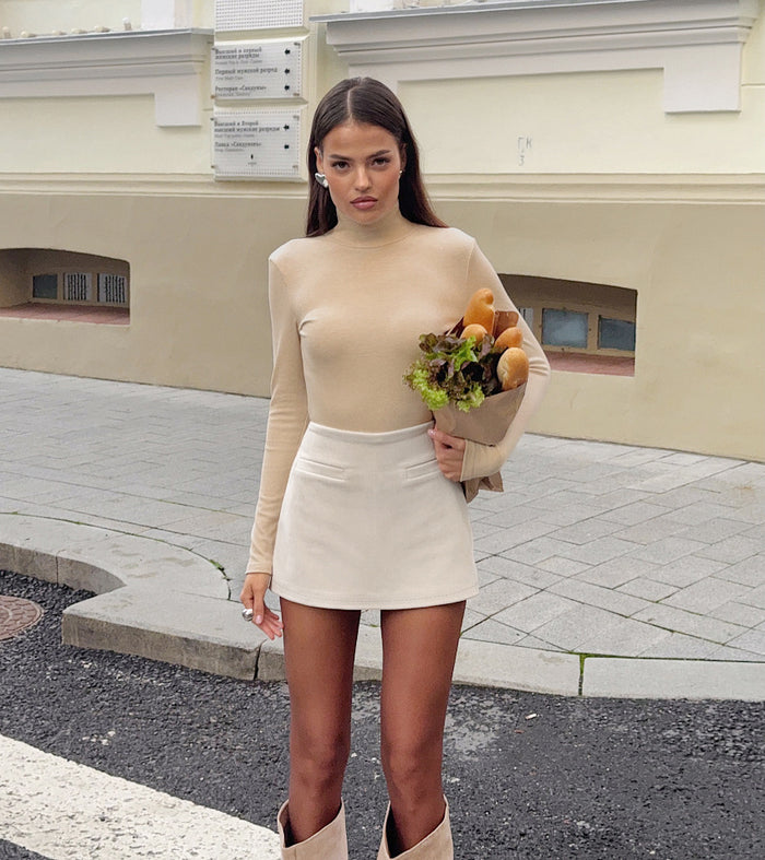 Alicia Mini Skirt - Beige