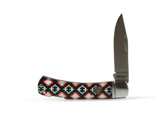 Ariat 3" Red White Aztec Pattern Knife