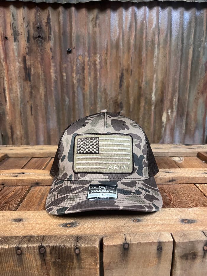 Ariat Camo American Flag Cap