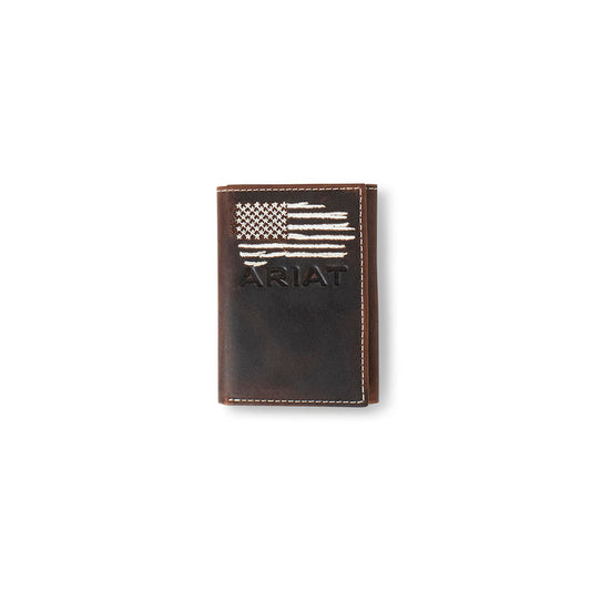 Ariat Distressed American Flag Trifold Wallet