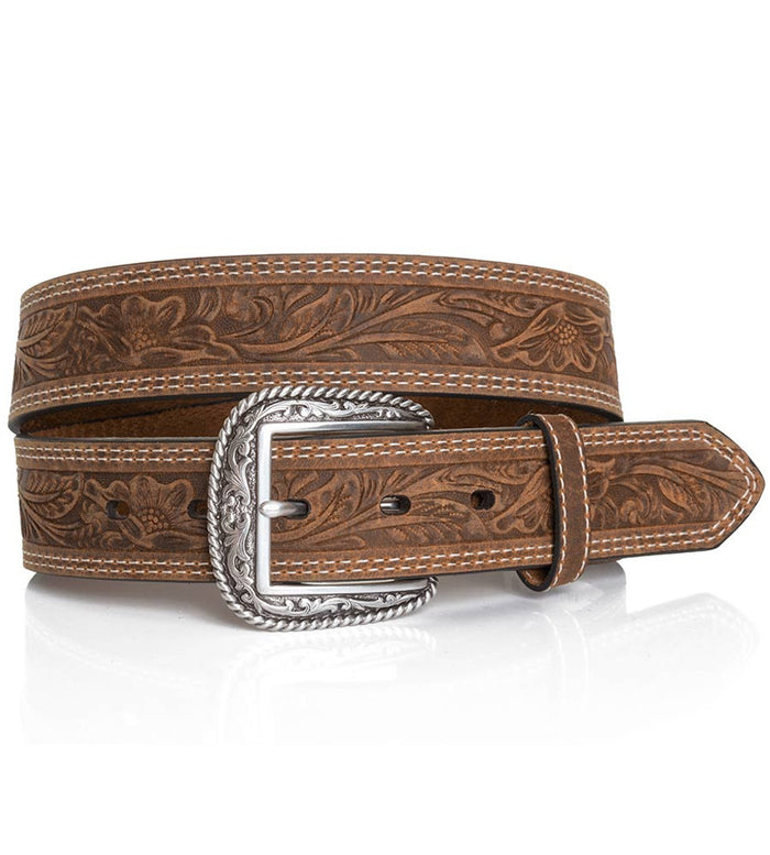 Ariat Tooled Double Stitch Belt - Brown