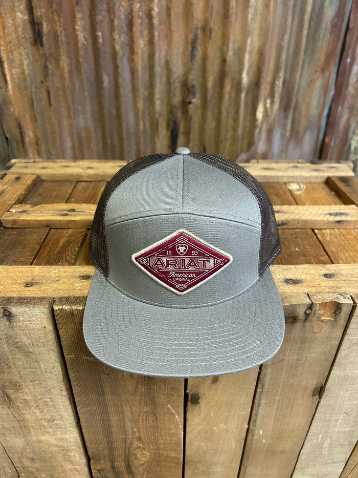 Ariat Western Cap Baseball Hat Patch Grey