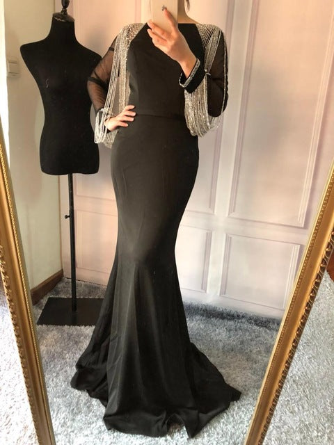 Beading Chain Elegant Mermaid Prom Dresses Crystal LA6219 - SERENE HILL