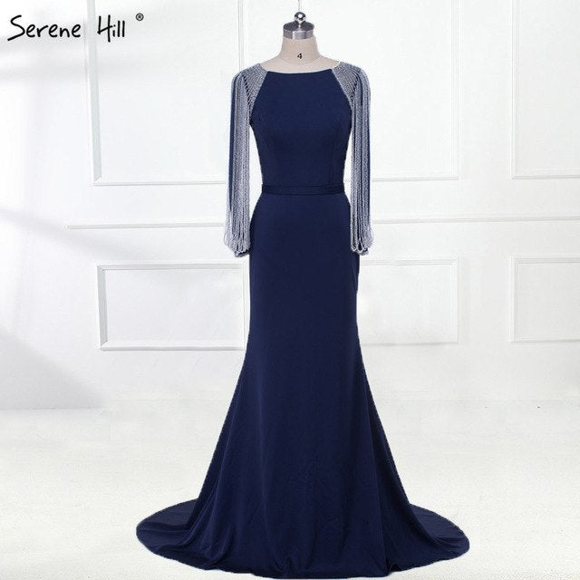 Beading Chain Elegant Mermaid Prom Dresses Crystal LA6219 - SERENE HILL