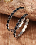 Black Stone Hoop Earrings