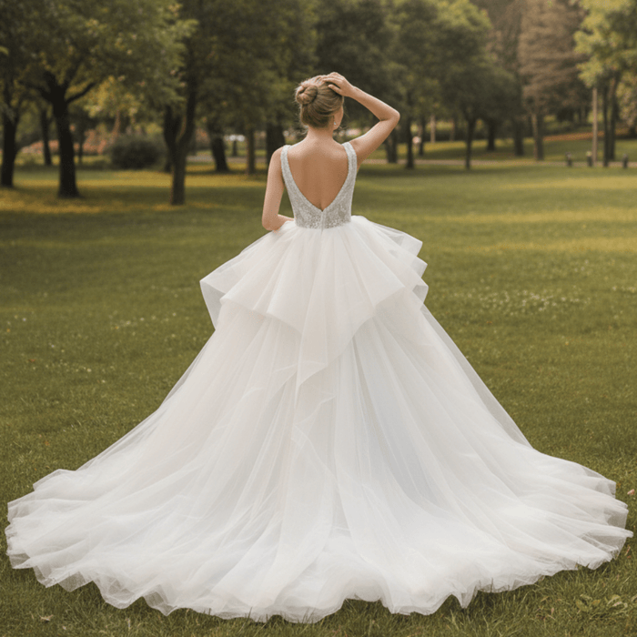 Bling Princess V Neck Wedding Dress with Tank Straps - Rosymae