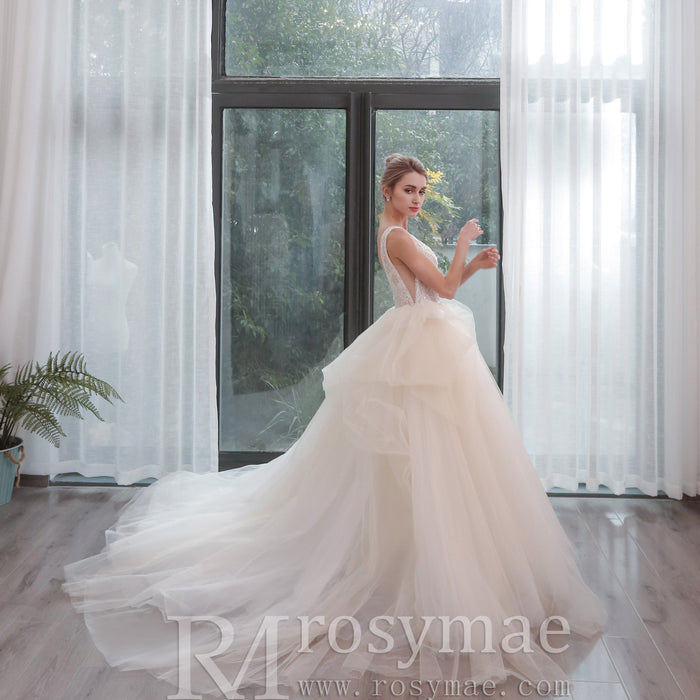 modern-v-neck-wedding-dress