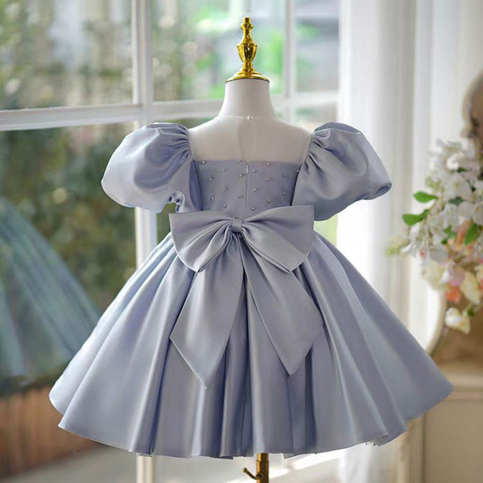 Blue Girl Dress Pearls Kids 1st Toddler Birthday Party Holiday Prom Gown J766