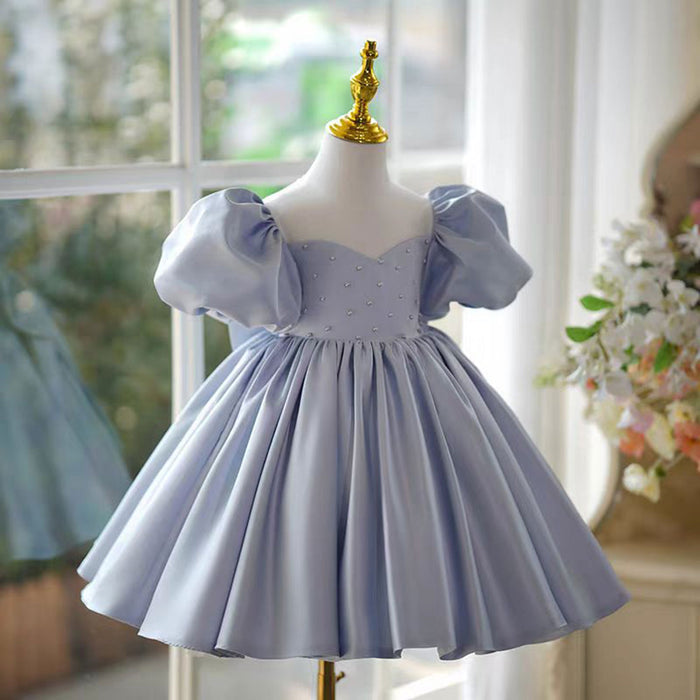 Blue Girl Dress Pearls Kids 1st Toddler Birthday Party Holiday Prom Gown J766