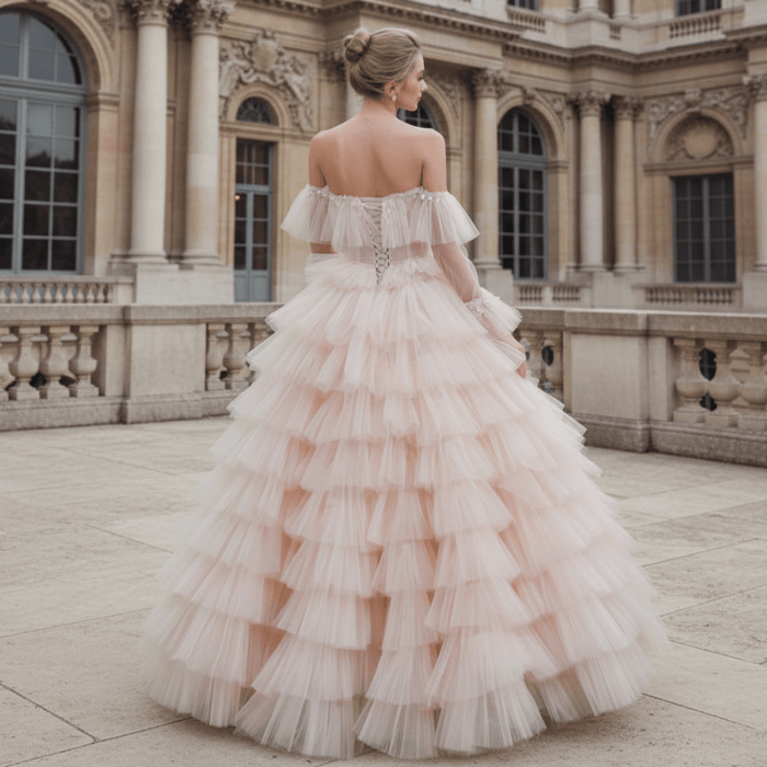 Boho A-Line Wedding Dress with Tulle Skirt - Rosymae