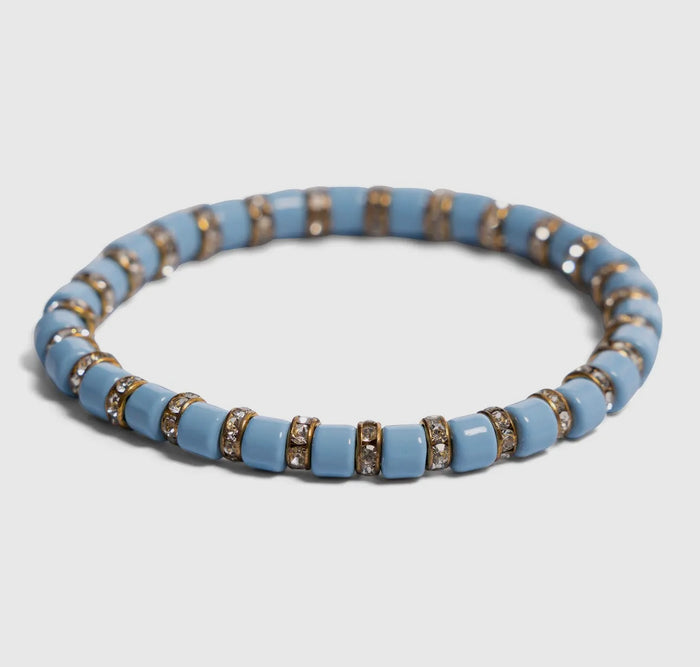 CC ENAMEL AND CZ STRETCH BRACELET