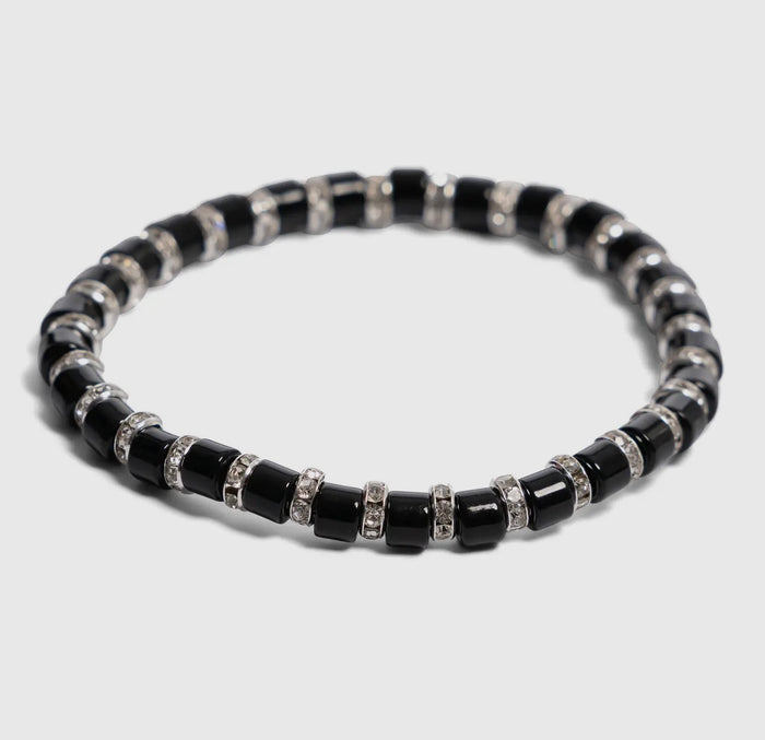 CC ENAMEL AND CZ STRETCH BRACELET