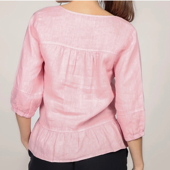 CC LINEN BUTTON UP TOP WITH PEPLUM BOTTOM