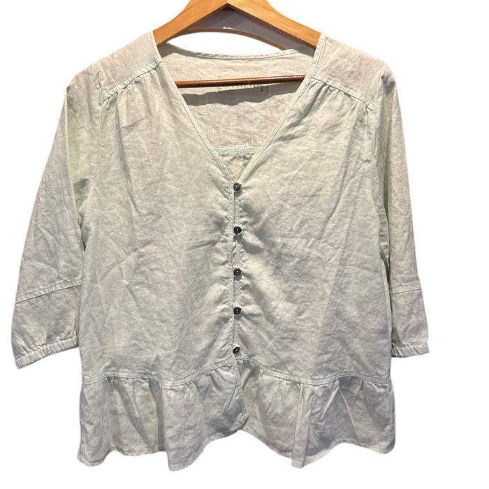 CC LINEN BUTTON UP TOP WITH PEPLUM BOTTOM