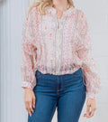 CC SHEER BOMBER JACKET WITH RUCHING DETAIL