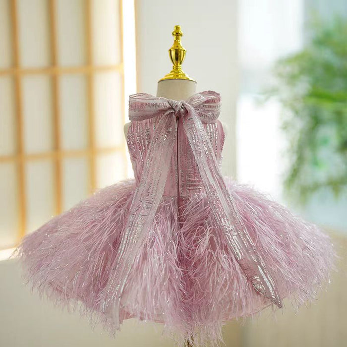 Champagne Knee Length 1st Birthday Girl Dress J315