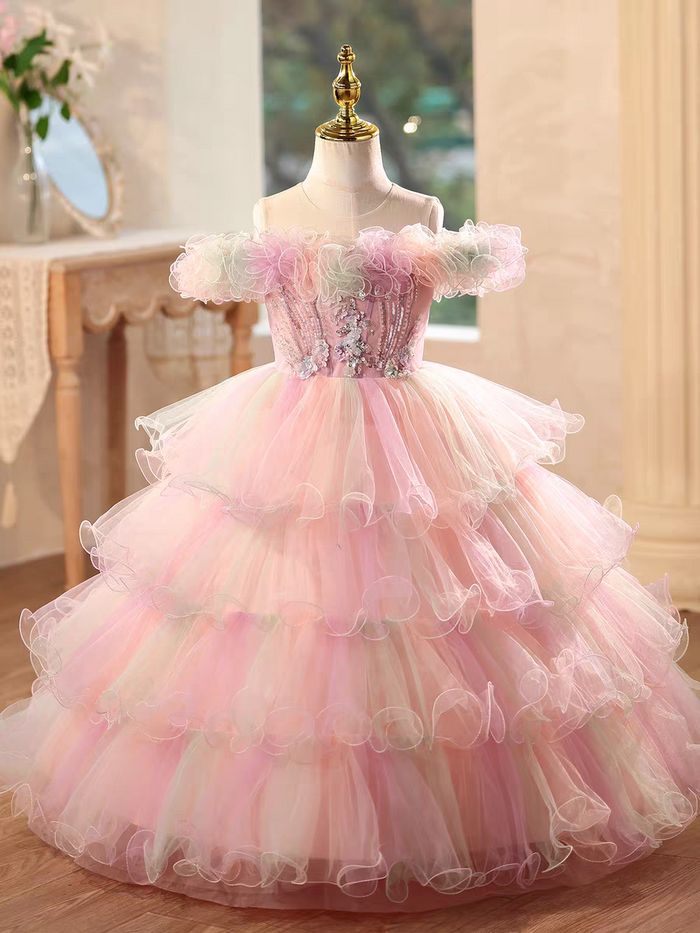 Charming Floral Beaded Princess Dress Birthday Pageant D200