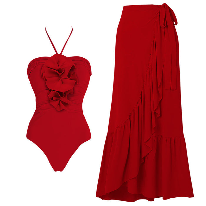 Cherry Bomb Halter neck Swimsuit Set - Red
