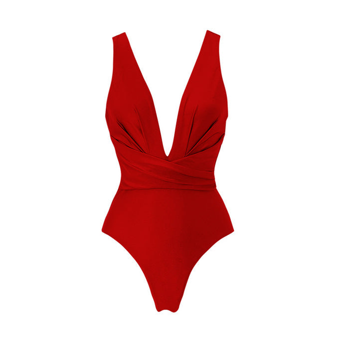 Cherry Bomb V- Neck swimsuit set - Red