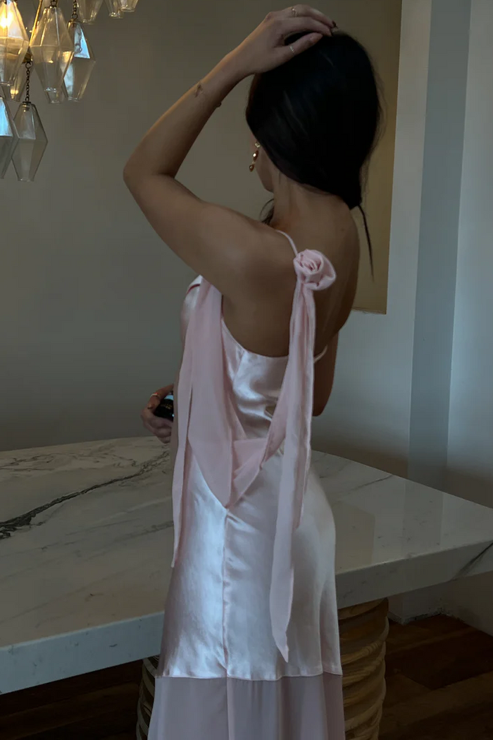 Chic Spaghetti Straps Cowl Neck Sleeveless Sheath Pink Formal Prom Dress
