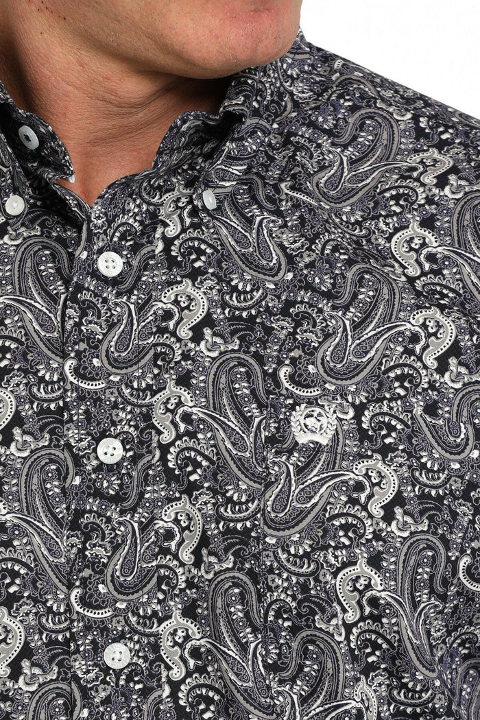 Cinch Long Sleeve Paisley Print Multi Button Down