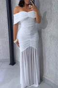 Classy Off-Shoulder Pleated Chiffon Long Evening Prom Dress