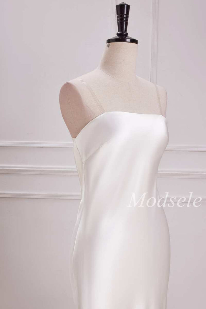 Cowl Back Strapless Mermaid Maxi Dress in White