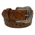 Cowtown Cognac Full Quill Ostrich Print Belt