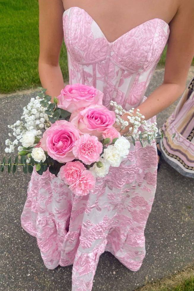 Cute Jacquard A-Line Strapless Sweetheart Empire-Waist Long Prom Dress