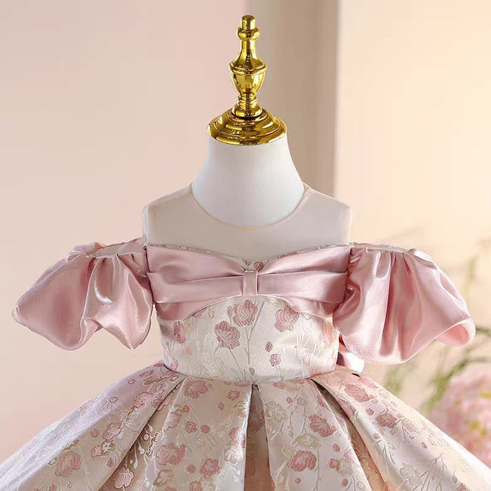 Cute Off-Shoulder Designed Flower Girl Dress With Butterfly Pattern J719