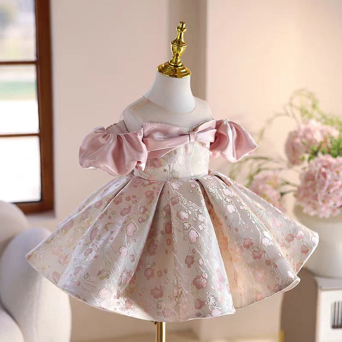Cute Off-Shoulder Designed Flower Girl Dress With Butterfly Pattern J719