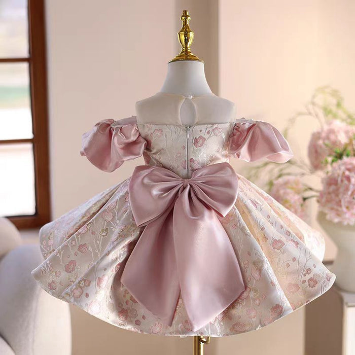 Cute Off-Shoulder Designed Flower Girl Dress With Butterfly Pattern J719