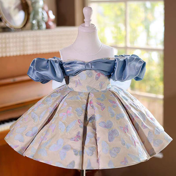 Cute Off-Shoulder Designed Flower Girl Dress With Butterfly Pattern J719