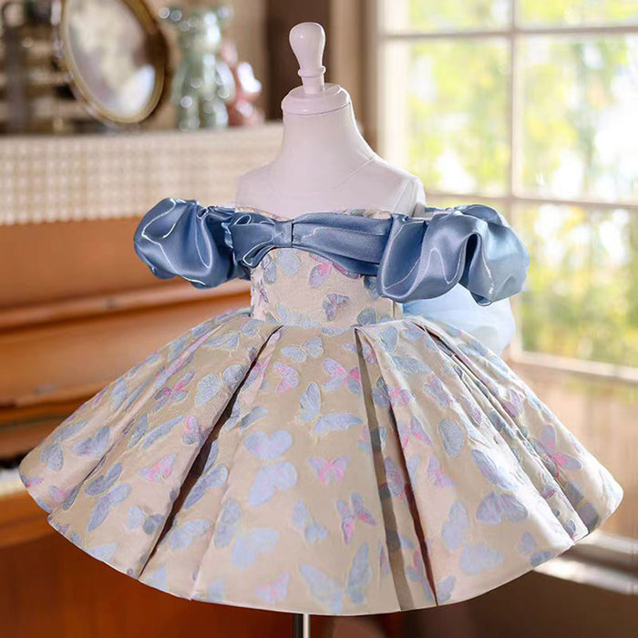 Cute Off-Shoulder Designed Flower Girl Dress With Butterfly Pattern J719